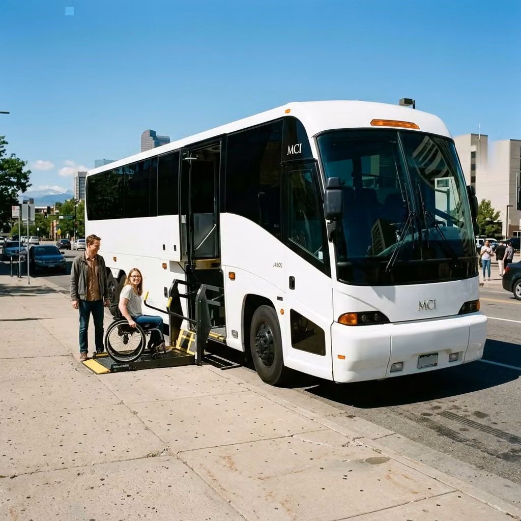 cedar rapids 56 passenger charter bus wheelchair lift
