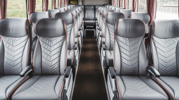 54 passenger charter bus interior des moines