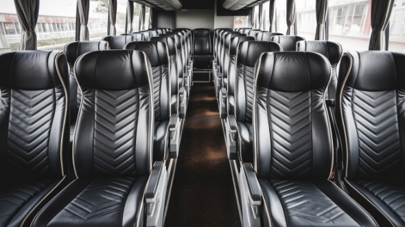 56 passenger charter bus inside cedar rapids