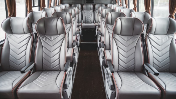 56 passenger charter bus interior des moines